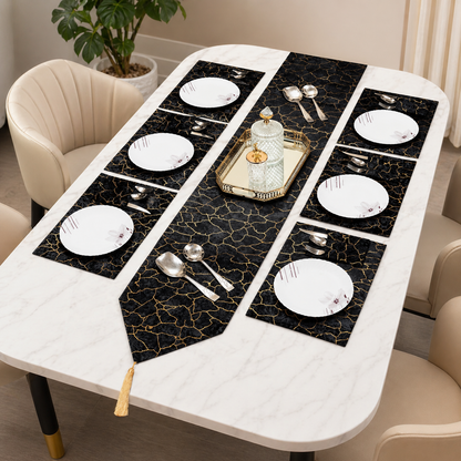Velvet Majestic Tapestry Noir Black Table Set