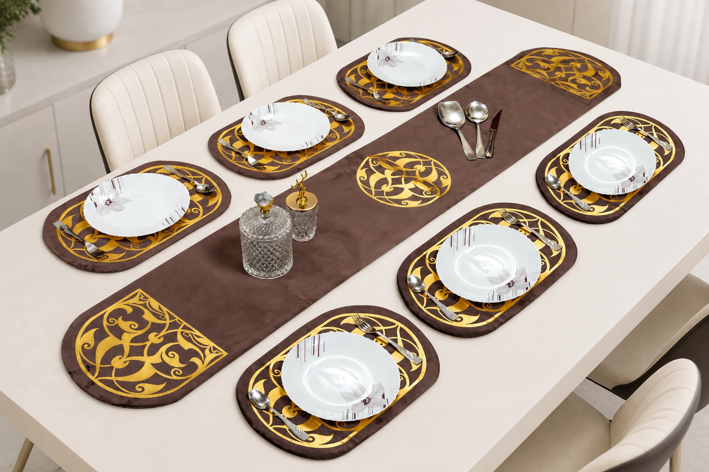Brown Diamonds Luxe Table Set velvet