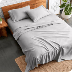Light Grey Plain Cotton Fabric Single/Double Bedsheets