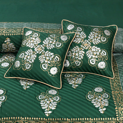 Bottle Green Bridal Comforter Set – 8 Pieces