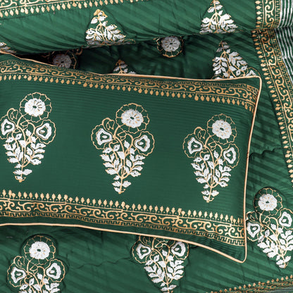 Bottle Green Bridal Comforter Set – 8 Pieces