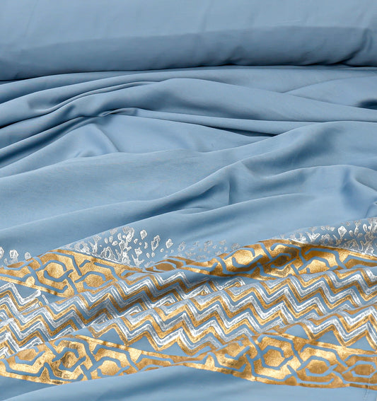 Luxury Sky Gold Duvet / Razai Cover Set – 8 Pieces (Block Printed)