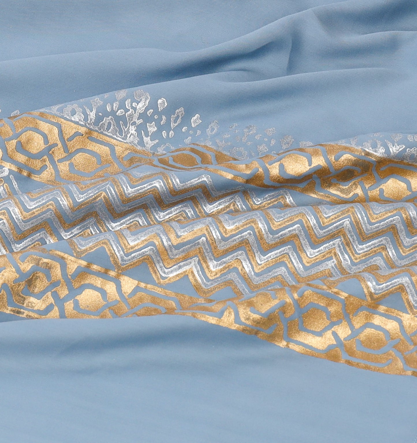 Luxury Sky Gold Duvet / Razai Cover Set – 8 Pieces (Block Printed)