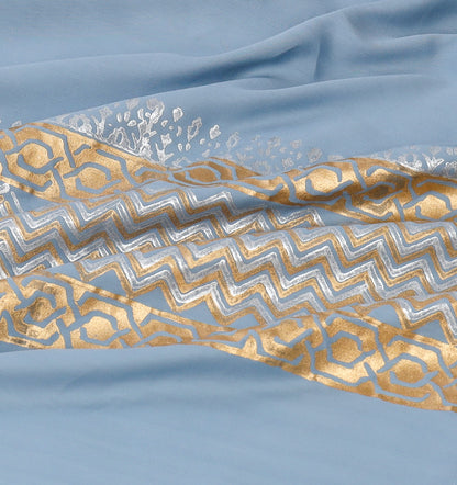 Luxury Sky Gold Duvet / Razai Cover Set – 8 Pieces (Block Printed)