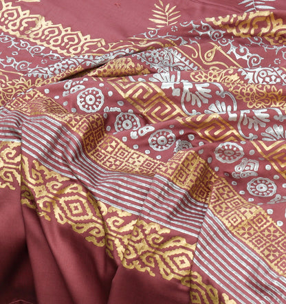 Luxury Burgundy Duvet / Razai Cover Set – 8 Pieces (Block Printed)