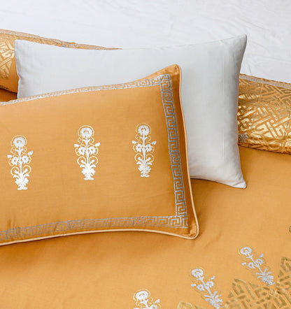 Luxury Golden Duvet, Razai Cover Set 8Pcs Design Block printing work