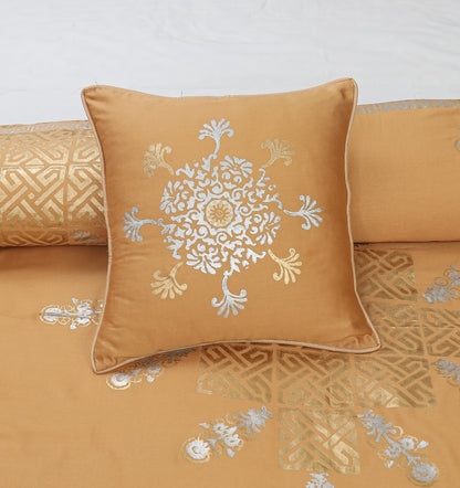 Luxury Golden Duvet, Razai Cover Set 8Pcs Design Block printing work