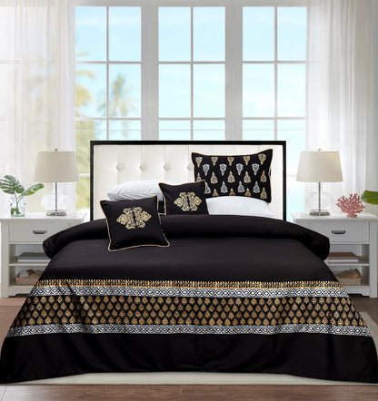 Black & Gold Bridal Comforter Set – 8 Pieces