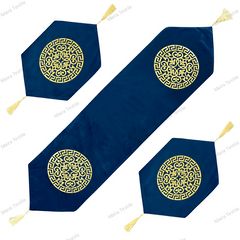 Luxury Velvet Table Mat Runner Set For Dressing Dinning Laser Cut 3Pc Side Table - Maira Textile