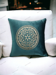 Luxury Velvet Laser Cut Sofa Cushion Cover Velvet Cushion Designed With Leaser Work, 16*16 FRONT, Silck with Side Zip