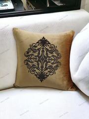 Luxury Velvet Laser Cut Sofa Cushion Cover Velvet Cushion Designed With Leaser Work, 16*16 FRONT, Silck with Side Zip