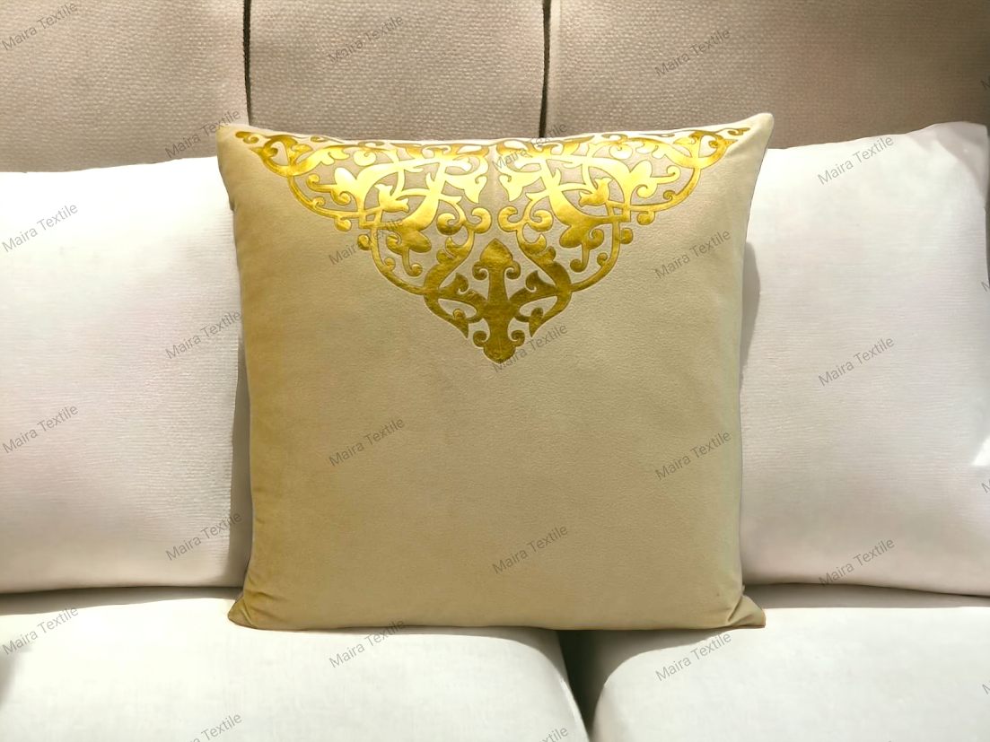 Luxury Velvet Laser Cut Sofa Cushion Cover Velvet Cushion Designed With Leaser Work, 16*16 FRONT, Silck With Side Zip