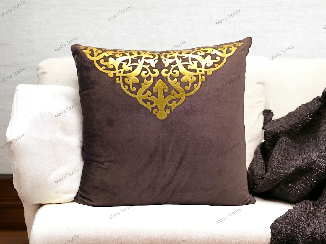 Luxury Velvet Laser Cut Sofa Cushion Cover Velvet Cushion Designed With Leaser Work, 16*16 FRONT, Silck With Side Zip