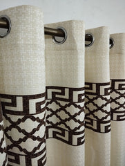 White & Brown Colour Luxury Laser Work Curtains 1 Pair Included Two Panels Jute Fabrics By Maira Textile