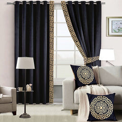 Black Luxury Laser Work Curtains With Velvet Fabrics
