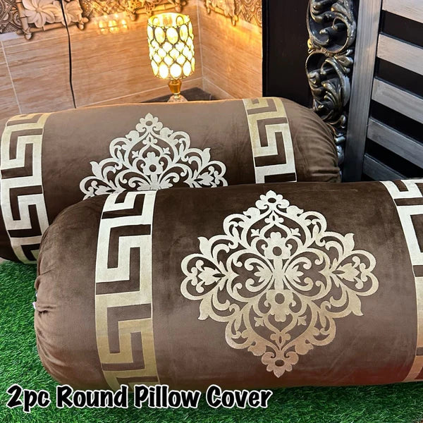 2 piece Luxury Velvet Round Gao Takiya Cover 36"x36" Soft Malai Fabric, Laser Cut, No Tassels & Dori