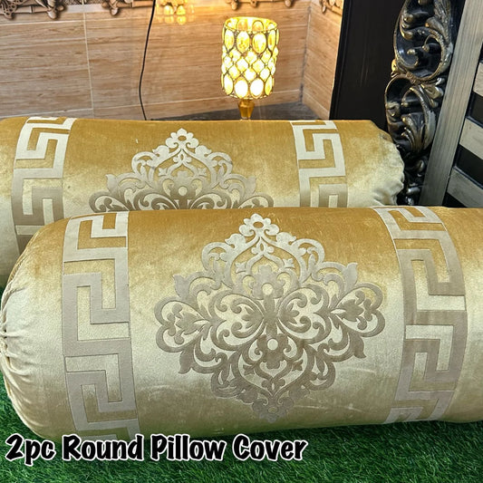 2 piece Luxury Velvet Round Gao Takiya Cover 36"x36" Soft Malai Fabric, Laser Cut, No Tassels & Dori