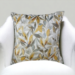 Grey & Yellow Flower Digital Print Velvet Cushion Cover Beautiful Design Size 16*16 Inch
