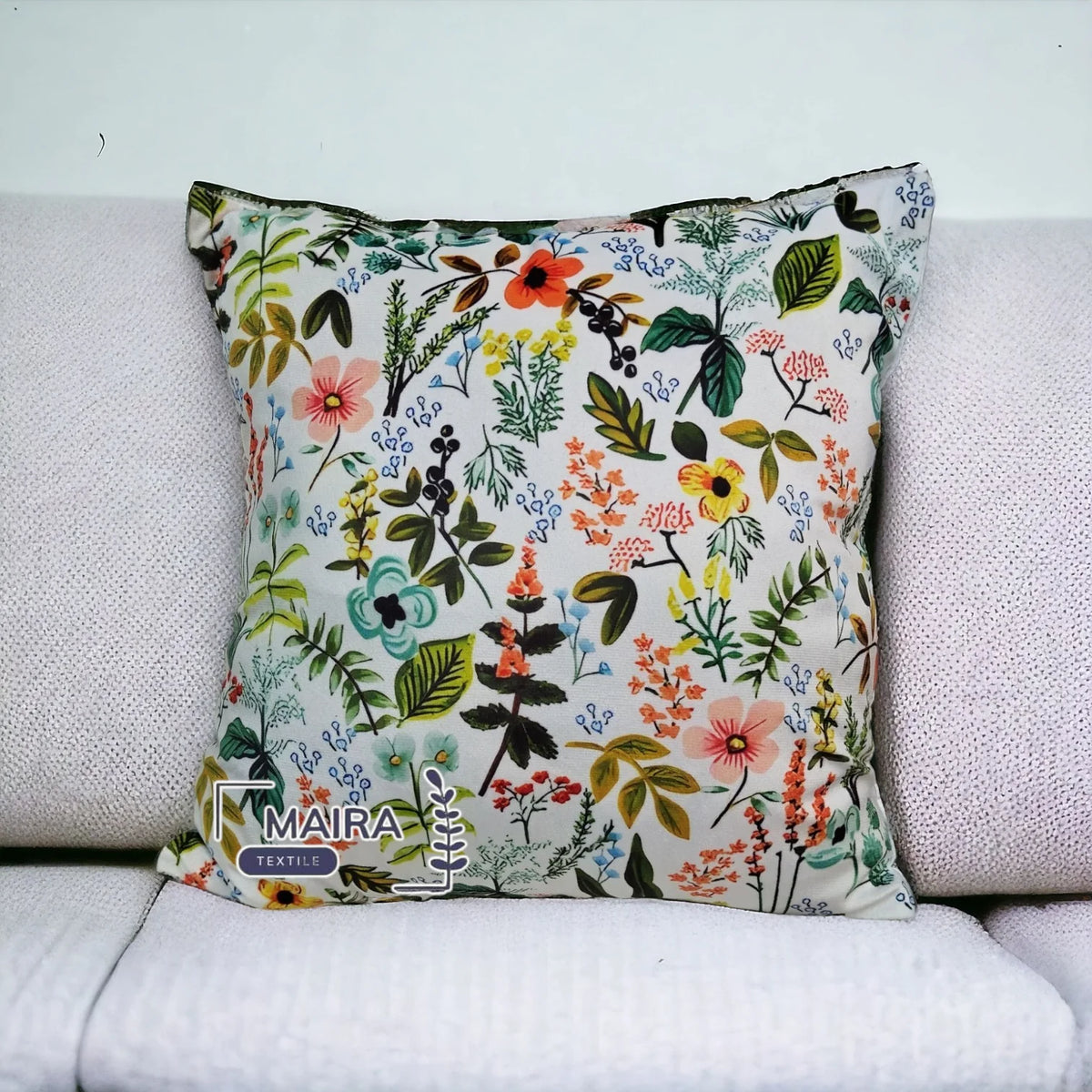 Mix Flower Digital Print Velvet Cushion Cover Beautiful Design Size 16*16 Inch