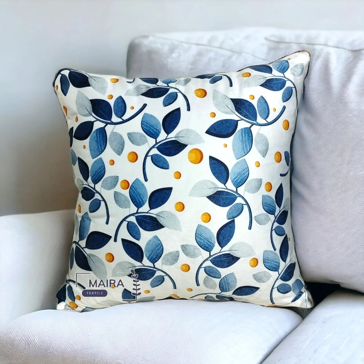 Blue Leef Digital Print Velvet Cushion Cover Beautiful Design Size 16*16 Inch