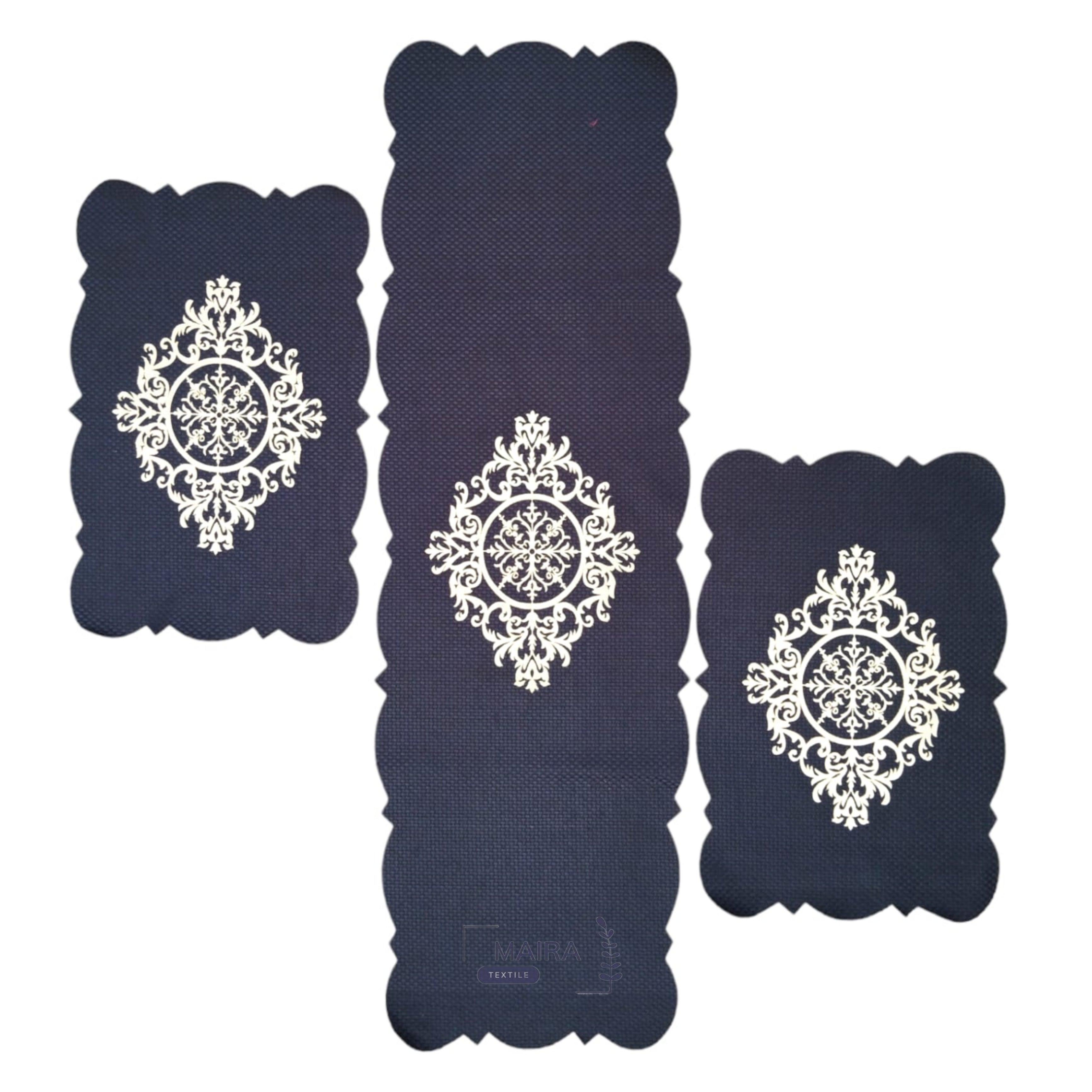 Navy Blue 3 PCs Jute Table Mats Set - Maira Textile