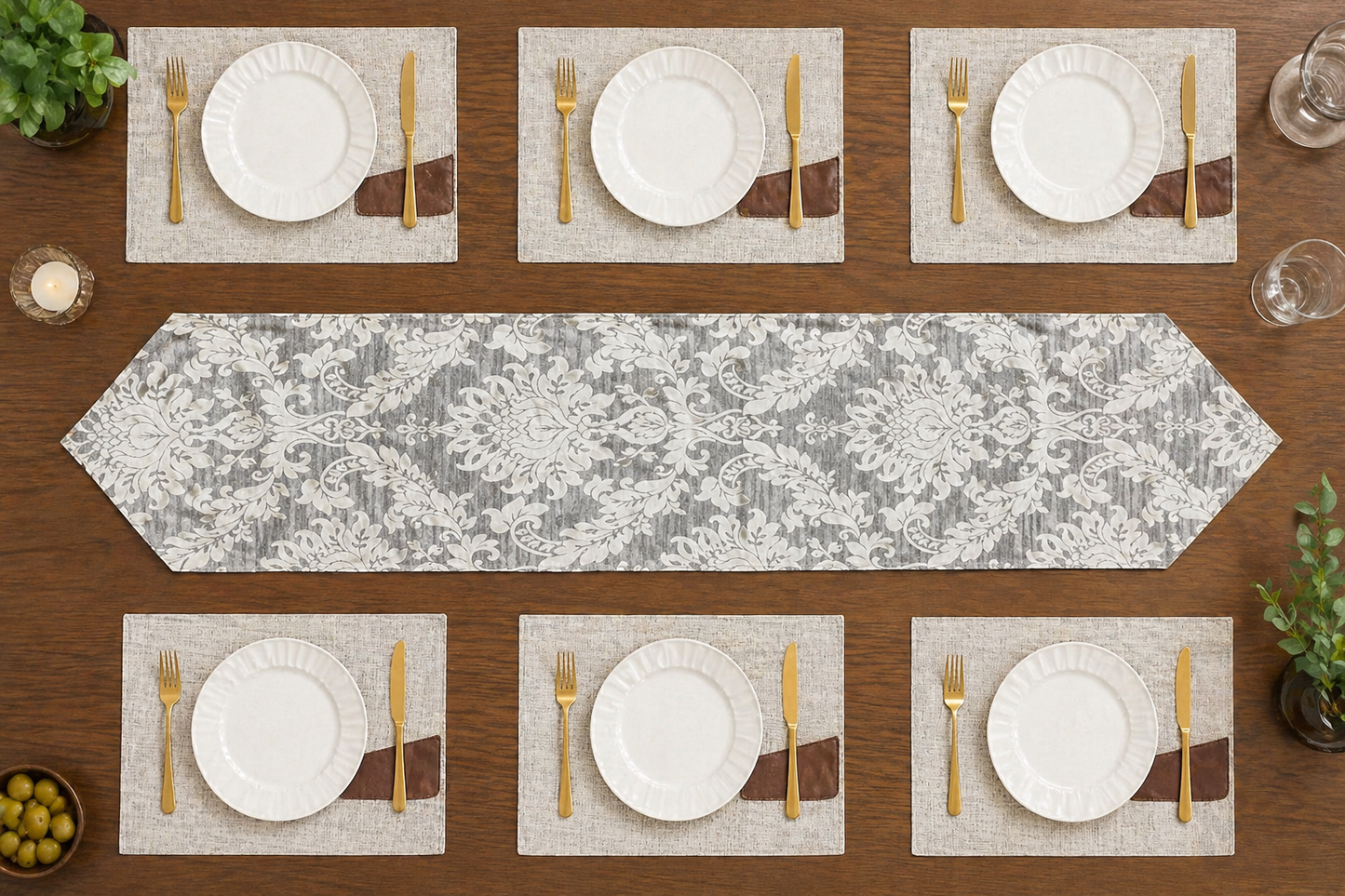 Rustic Linen Damask Set