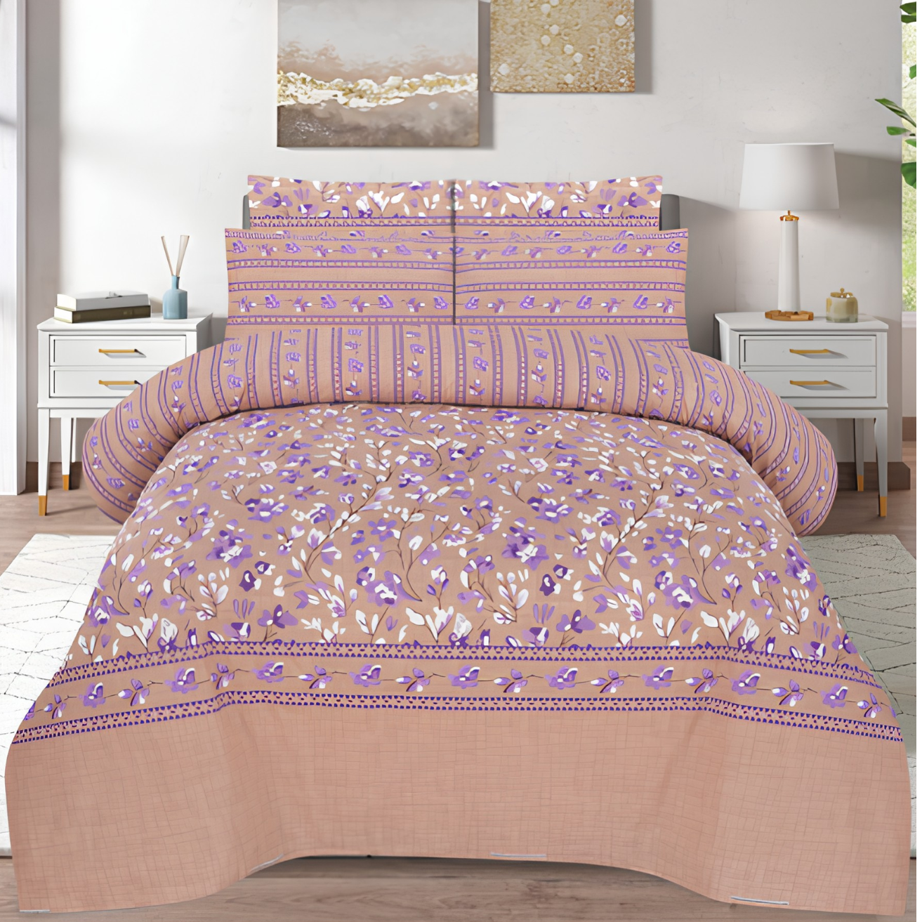 Export Quality Cotton King Bedsheet with Matching Pillow Covers