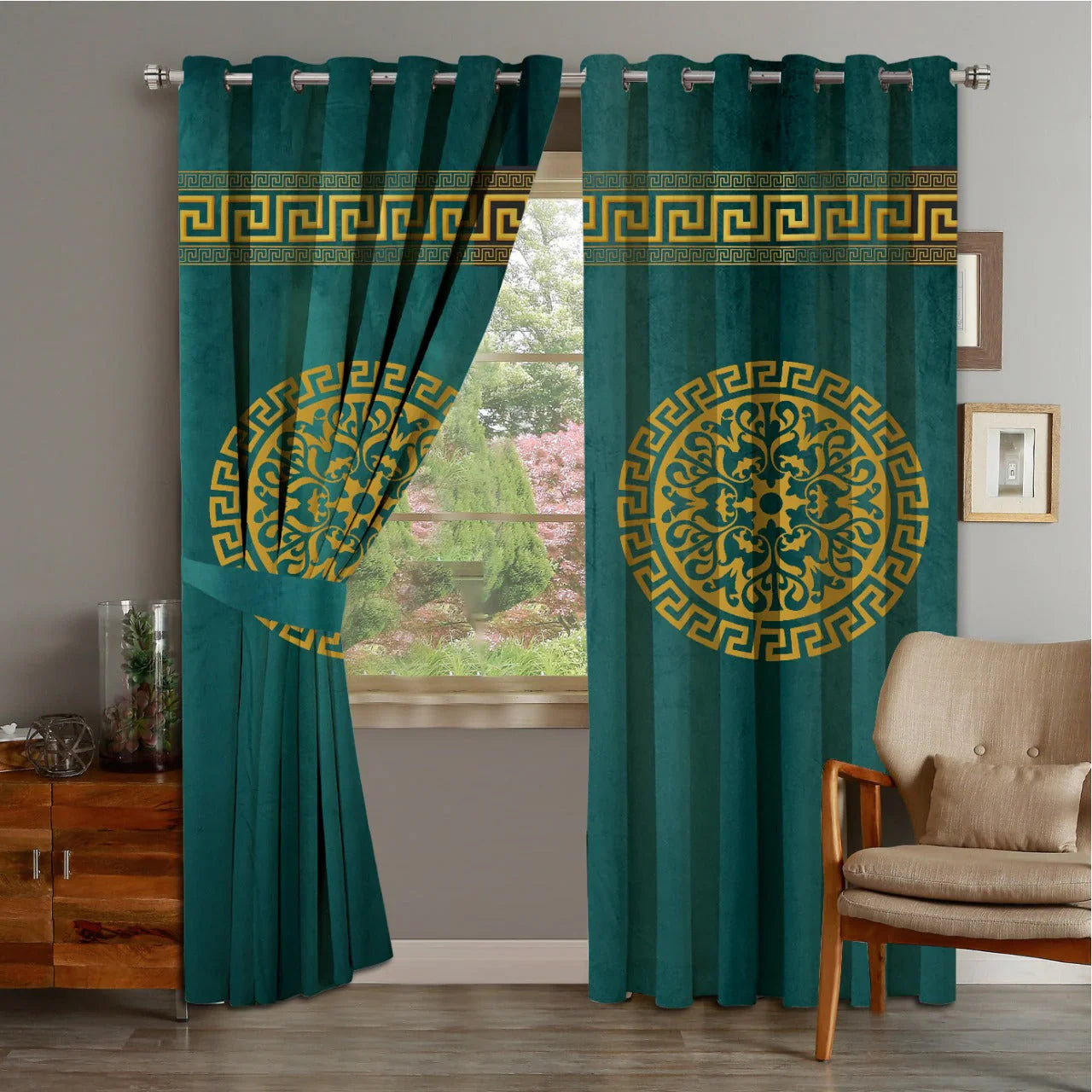 2 PIECE OF PREMIUM VELVET CURTAINS WITH 2 BELTS
