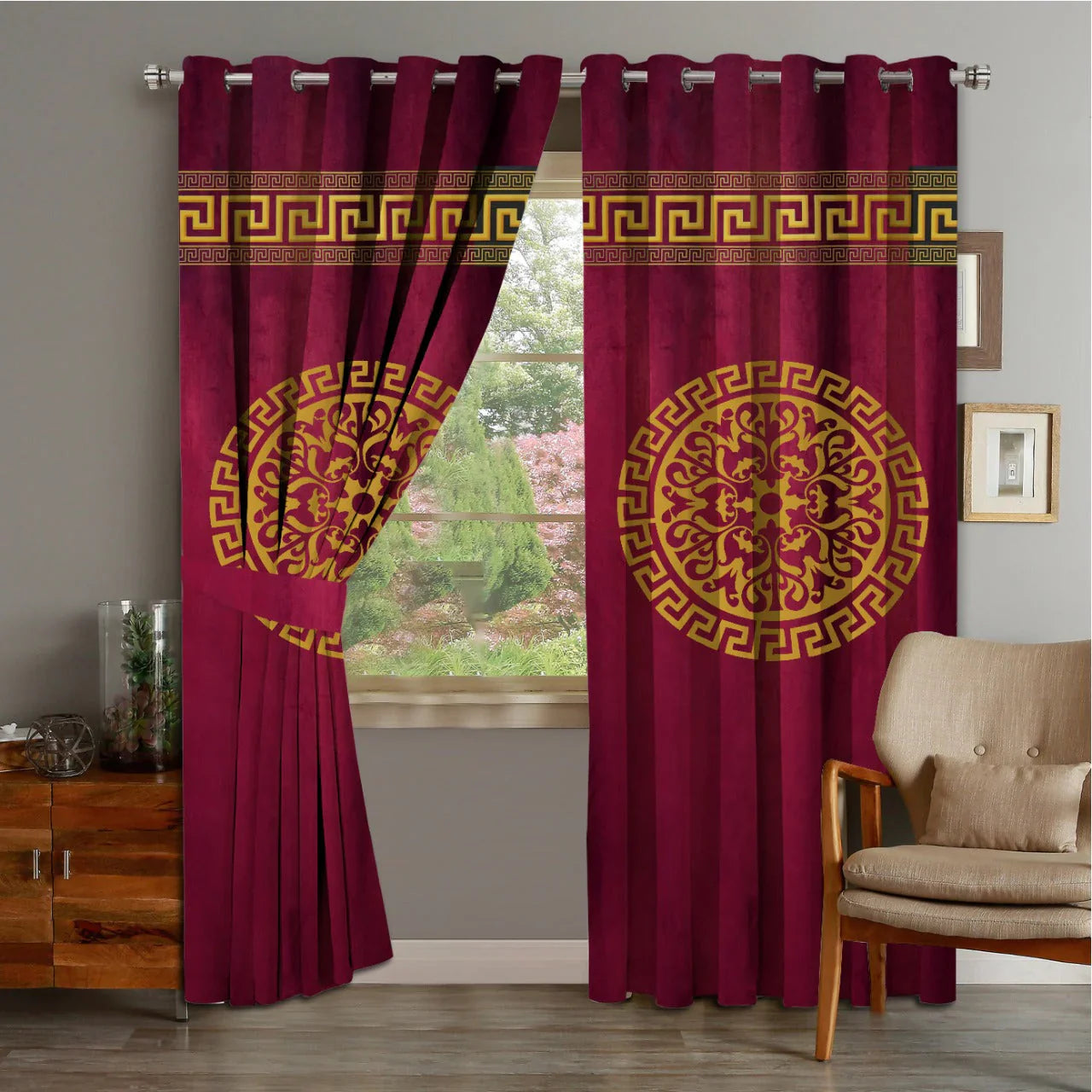 2 PIECE OF PREMIUM VELVET CURTAINS WITH 2 BELTS