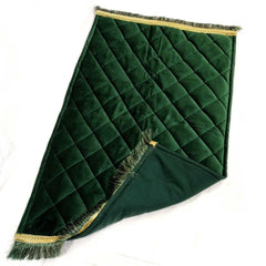 Green Velvet Front Prayer Mat with Cotton Backing & Lace Trim, Customized( Name, design & Colour On Demand) - Maira Textile