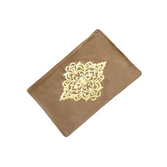 Golden Velvet Elegance 3-Piece Table Runner Mat Set – Front Velvet, Back Silk - Maira Textile