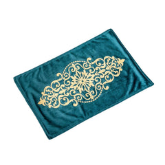 Teal Velvet Elegance 3-Piece Table Runner Mat Set – Front Velvet, Back Silk - Maira Textile