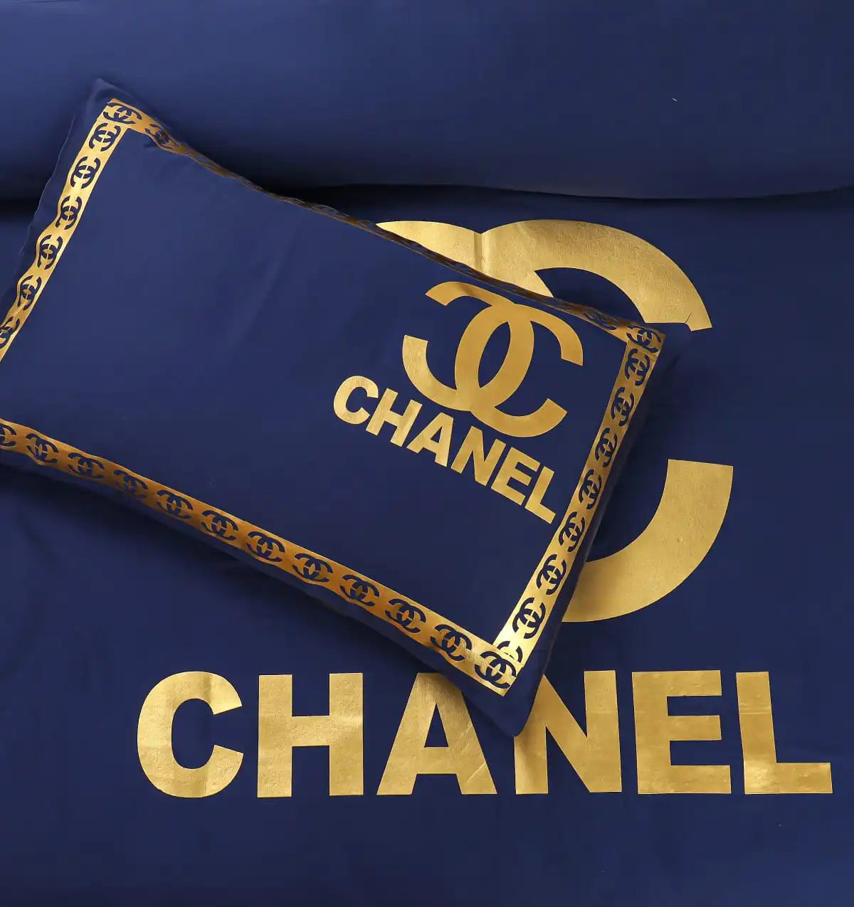 Blue and Golden CHANEL Duvet Cover Set