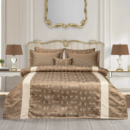 Luxury Satin Jacquard Duvet Cover Set- 7 Pcs