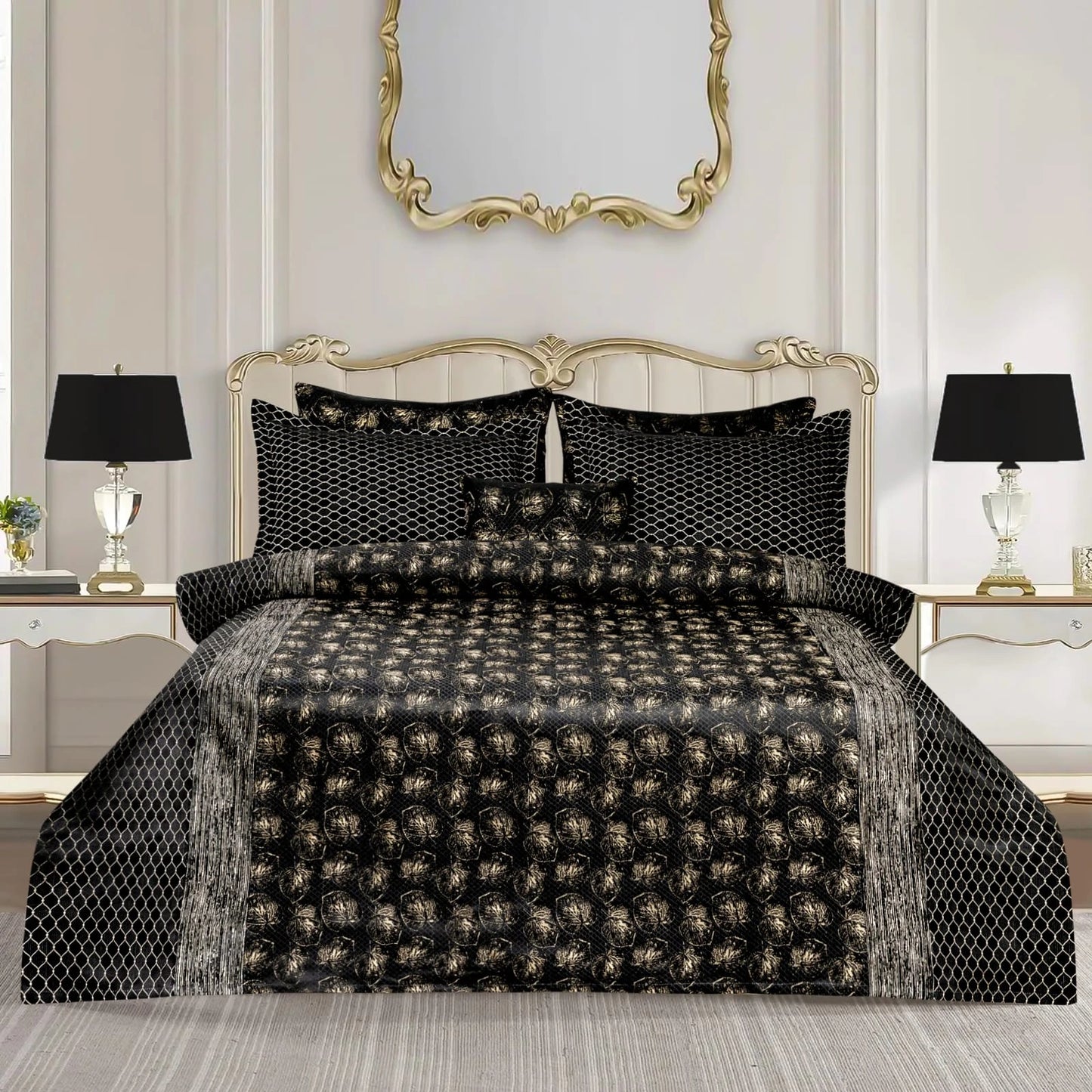 Luxury Satin Jacquard Duvet Cover Set- 7 Pc's