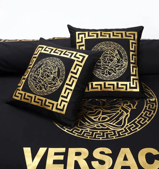 Black And Golden Versace Duvet Cover Set
