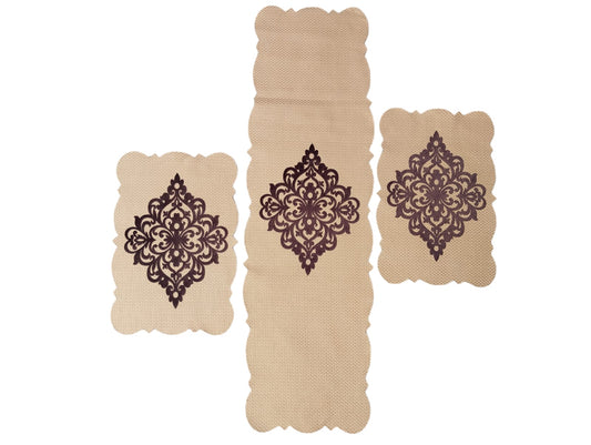 Gold 3 PCs Table Runner Set Jute Fabric