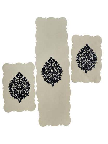 Off White 3 PCs Table Runner Set Jute Fabric