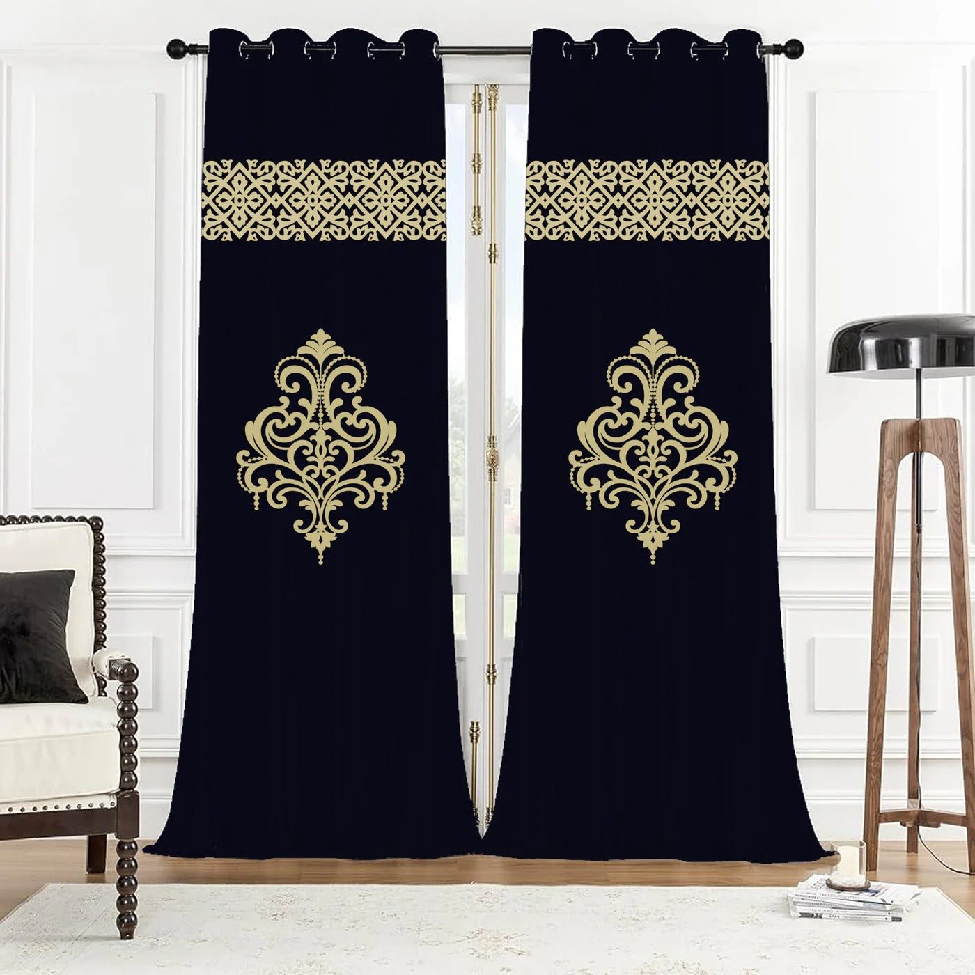 Pack 2 of Velvet Curtain for Bedroom- Splendid Design Curtain Pair in Velvet Fabric