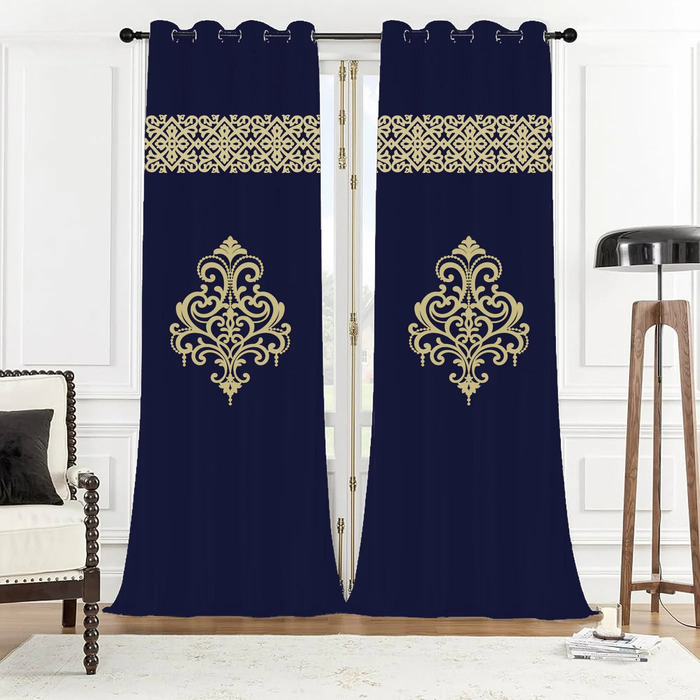 Pack 2 of Velvet Curtain for Bedroom- Splendid Design Curtain Pair in Velvet Fabric