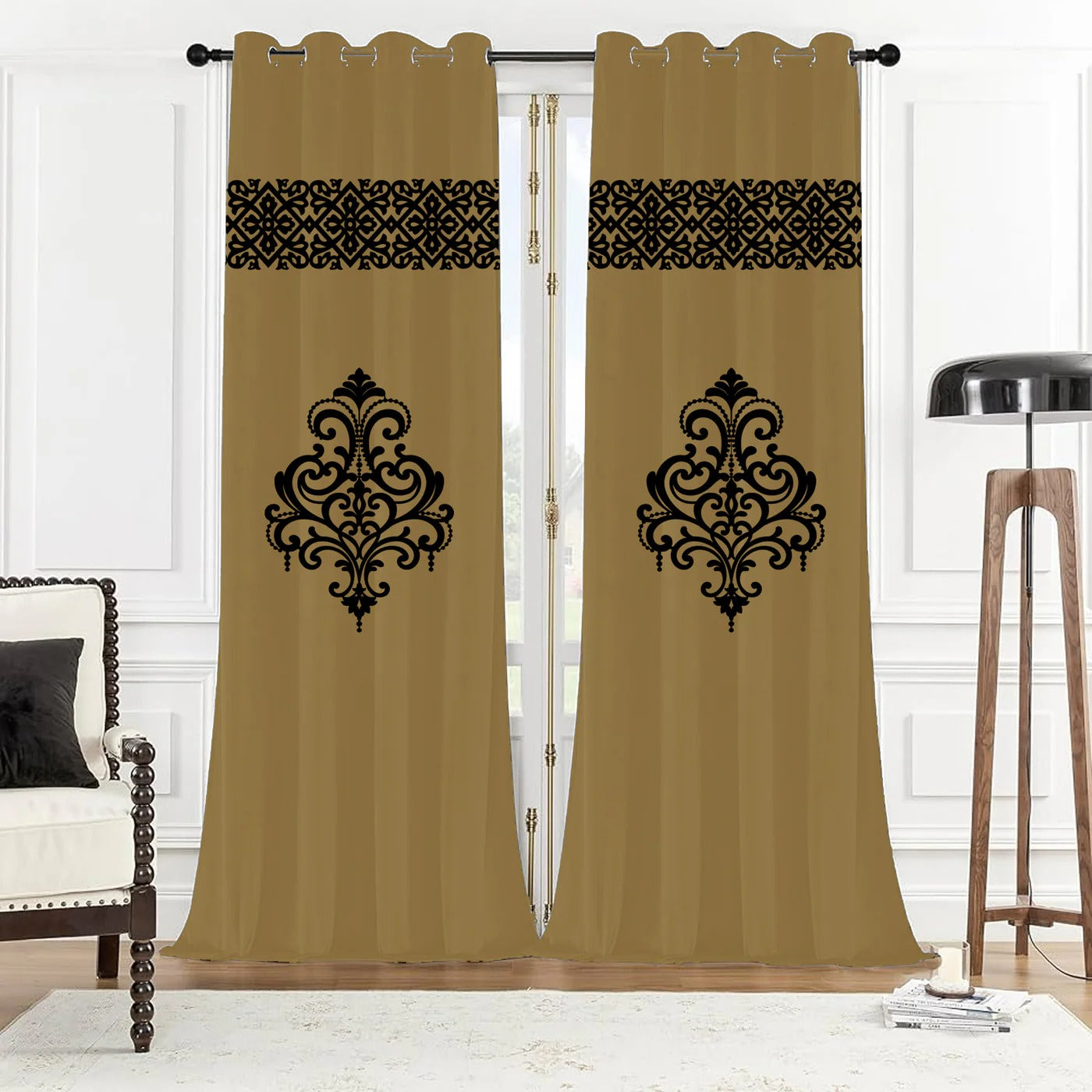 Pack 2 of Velvet Curtain for Bedroom- Splendid Design Curtain Pair in Velvet Fabric