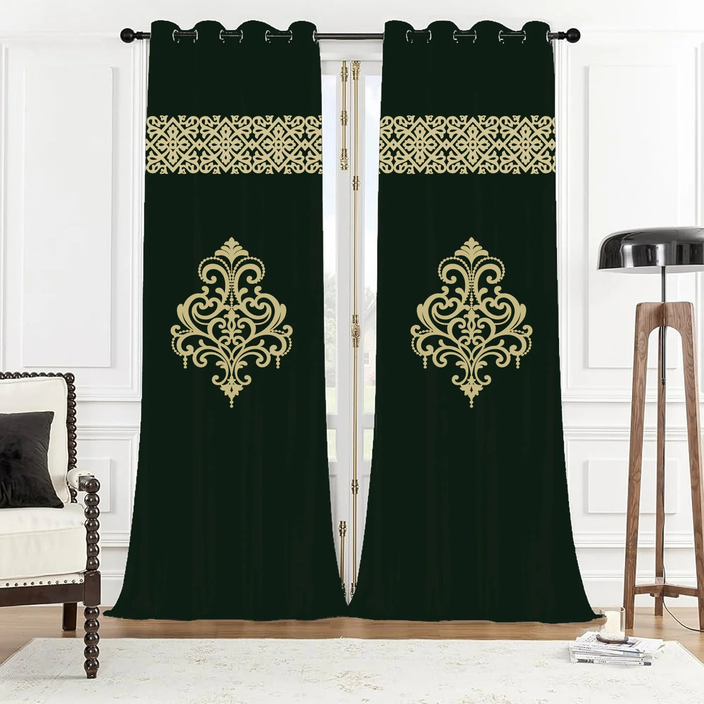 Pack 2 of Velvet Curtain for Bedroom- Splendid Design Curtain Pair in Velvet Fabric