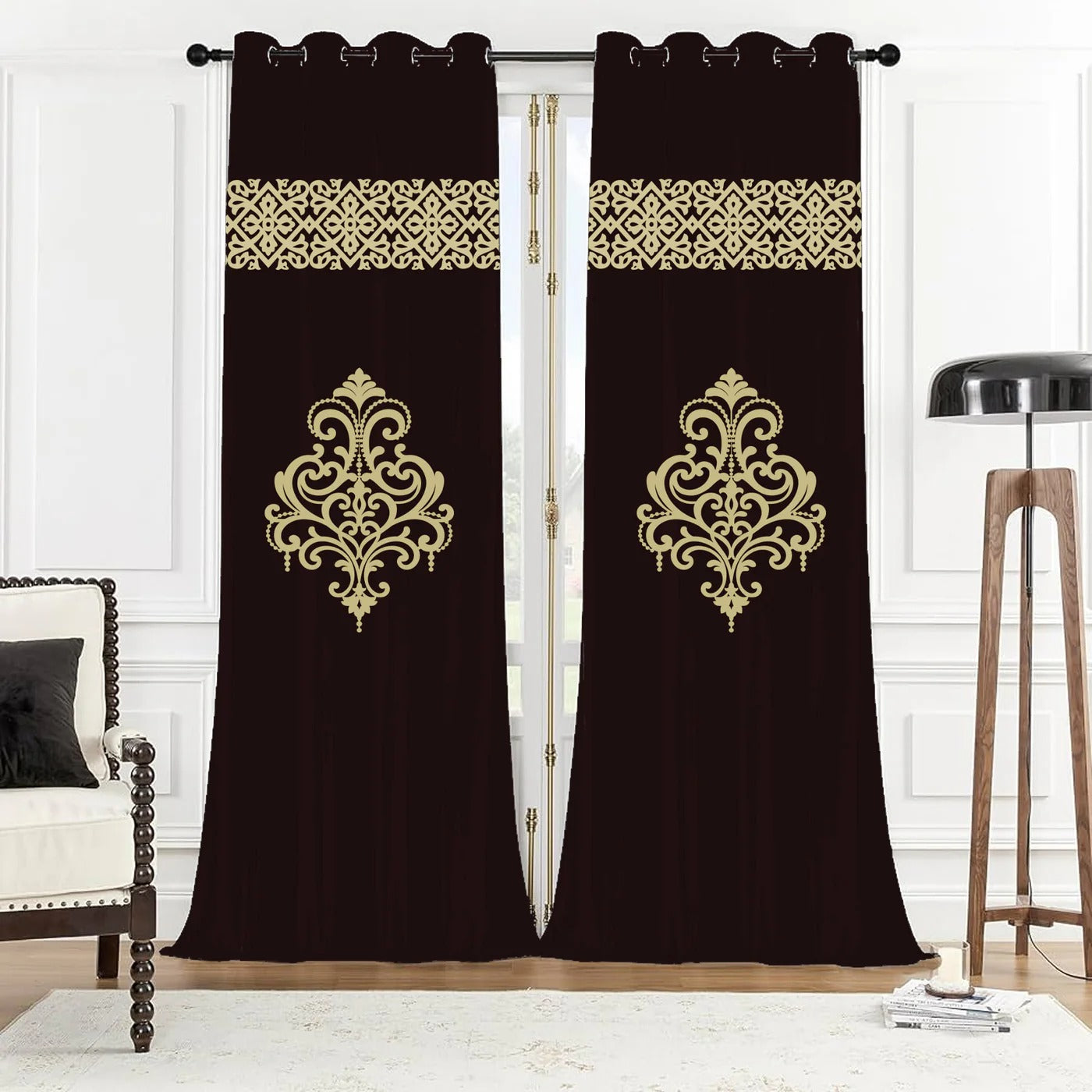 Pack 2 of Velvet Curtain for Bedroom- Splendid Design Curtain Pair in Velvet Fabric