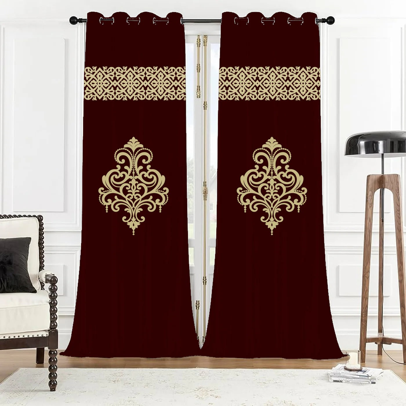 Pack 2 of Velvet Curtain for Bedroom- Splendid Design Curtain Pair in Velvet Fabric