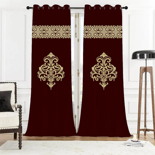 Pack 2 of Velvet Curtain for Bedroom- Splendid Design Curtain Pair in Velvet Fabric