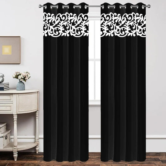 Pair of Laser Cutwork Versace Velvet Curtains With Tie Belts