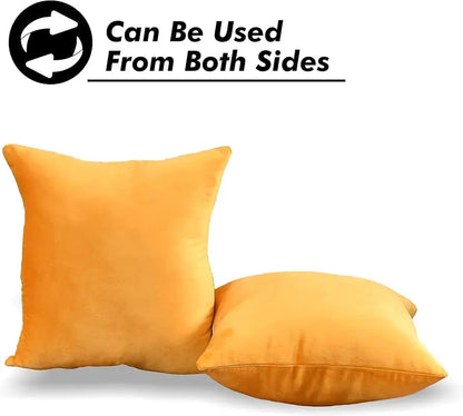 Velvet Fabric Plain Cushion Cover (Yellow)