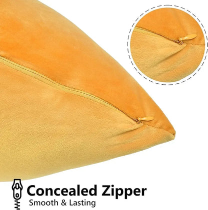 Velvet Fabric Plain Cushion Cover (Yellow)