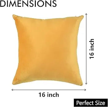 Velvet Fabric Plain Cushion Cover (Yellow)