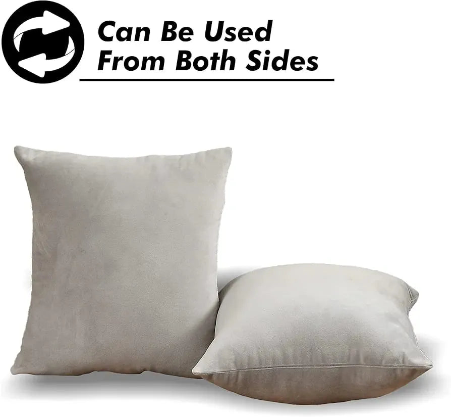 Velvet Fabric Cushion Cover (Light Grey)